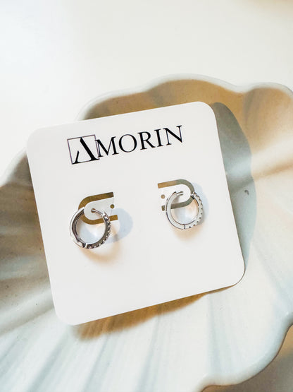 Silver Hoop Earrings with Zirconias