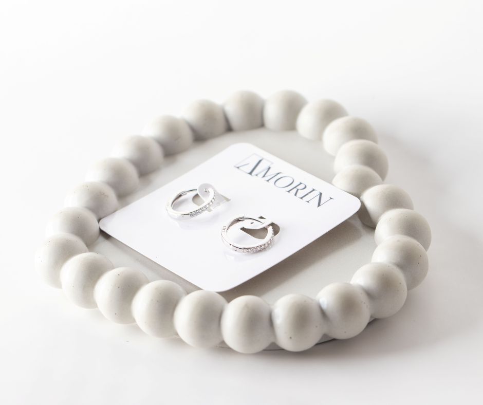 Silver Hoop Earrings with Zirconias