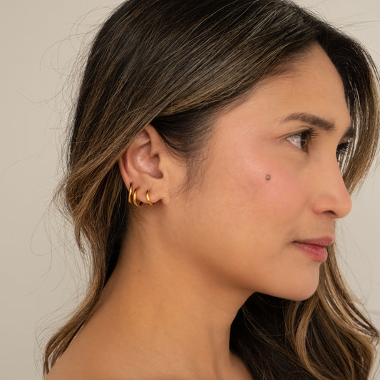 mini trio gold hoop earrings 