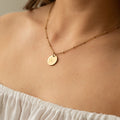 Hand Stamped Round Pendant Necklace 15mm– Custom Minimal Jewelry