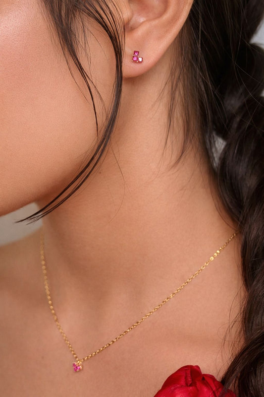 Matching heart necklace and earrings set dainty gold jewelry Canada