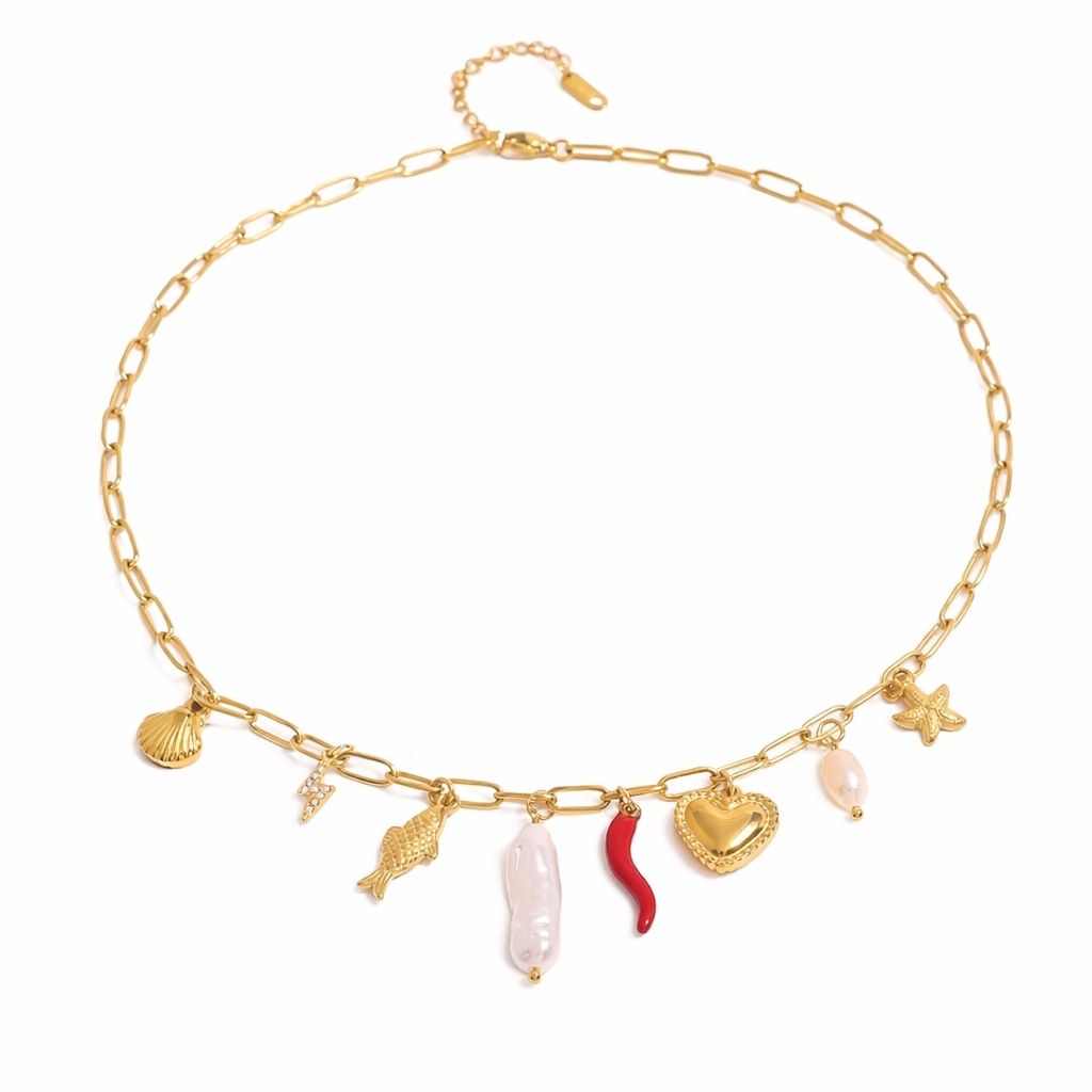 paperclip chain charm necklace